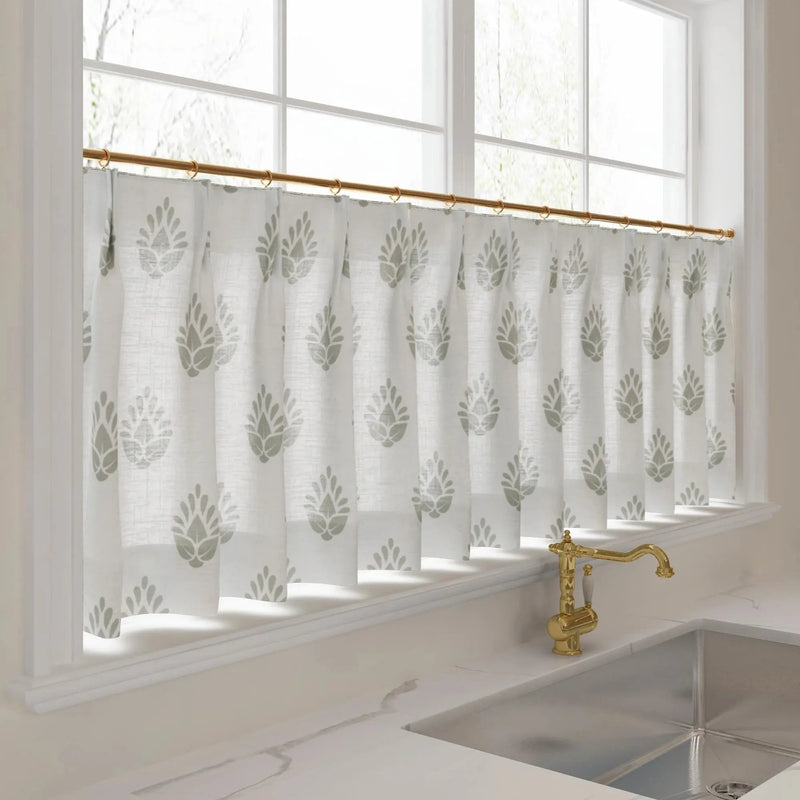Stefana Silber x TWOPAGES Graphic Printed Linen Pleated Cafe Curtains