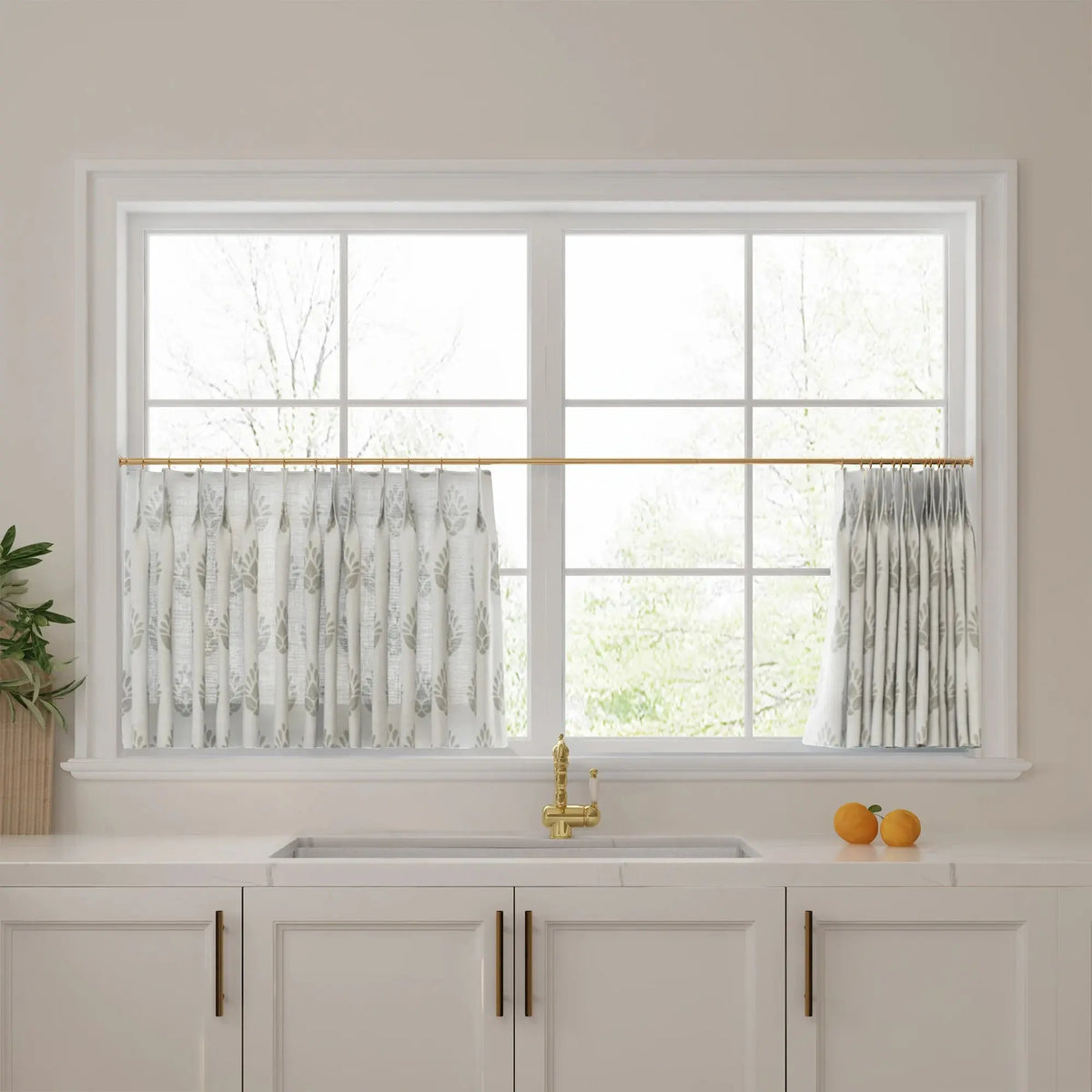 Stefana Silber x TWOPAGES Graphic Printed Linen Pleated Cafe Curtains