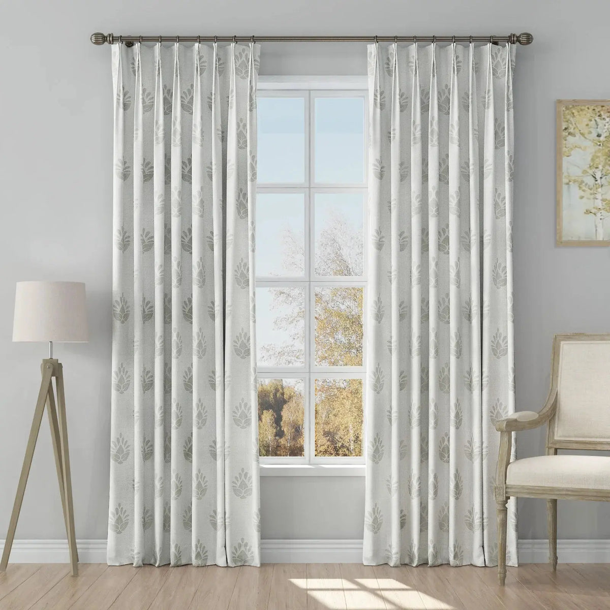 Stefana Silber x TWOPAGES Graphic Printed Linen Blend Pleated Curtains