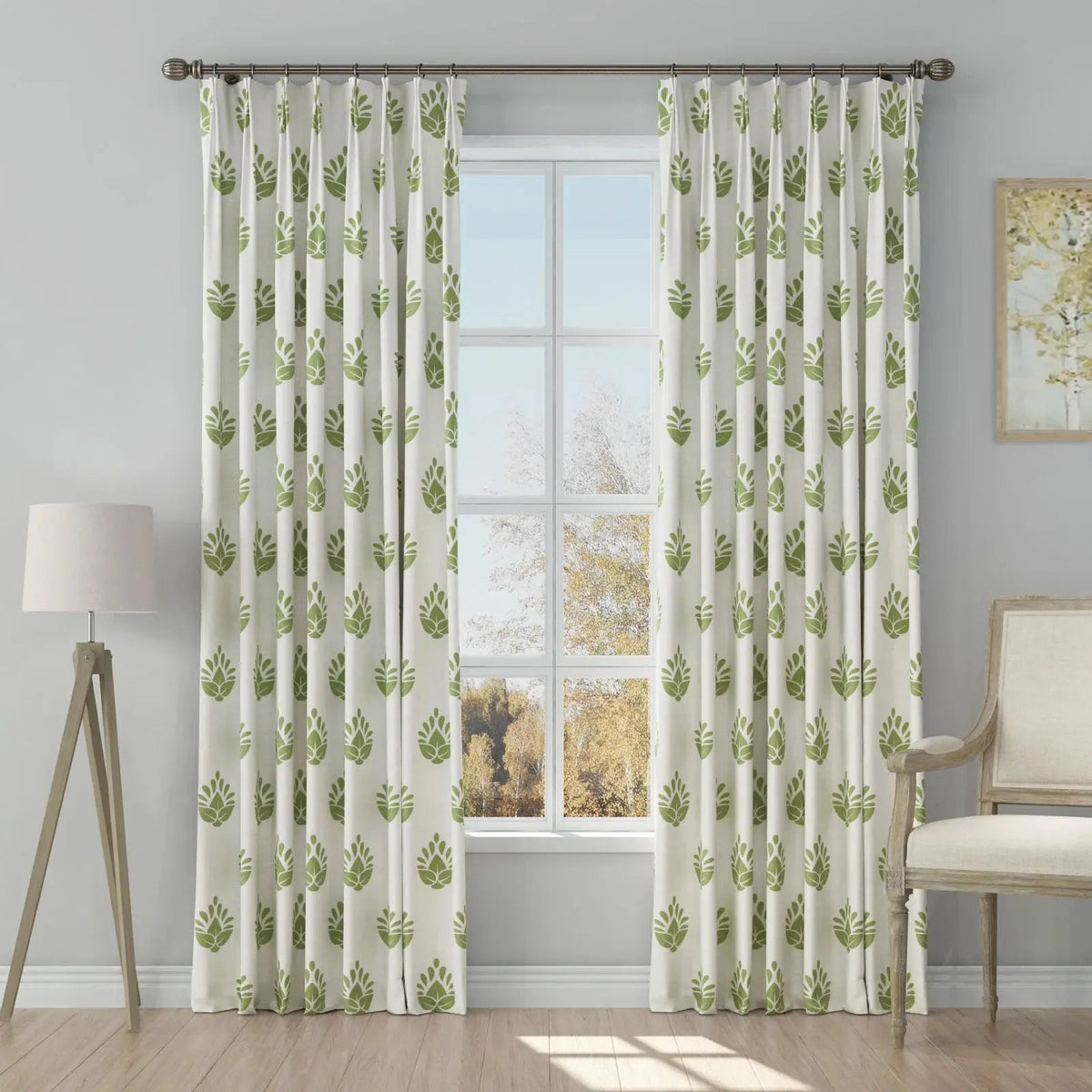 Stefana Silber x TWOPAGES Graphic Printed Linen Blend Pleated Curtains