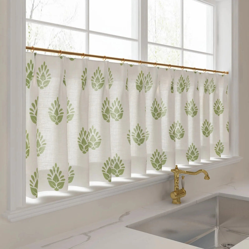 Stefana Silber x TWOPAGES Graphic Printed Linen Pleated Cafe Curtains