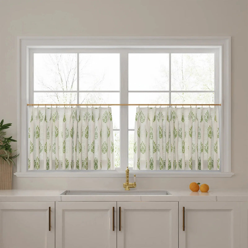 Stefana Silber x TWOPAGES Graphic Printed Linen Pleated Cafe Curtains