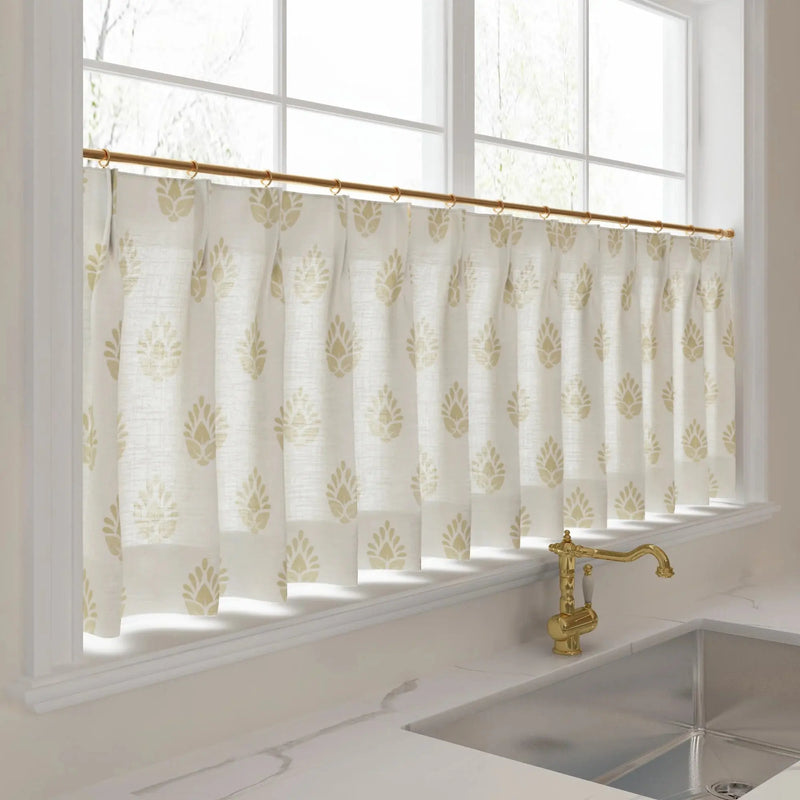 Stefana Silber x TWOPAGES Graphic Printed Linen Pleated Cafe Curtains