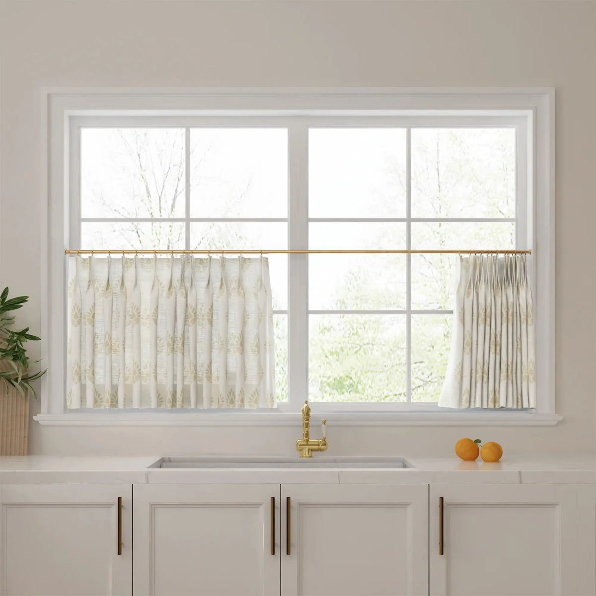 Stefana Silber x TWOPAGES Graphic Printed Linen Pleated Cafe Curtains