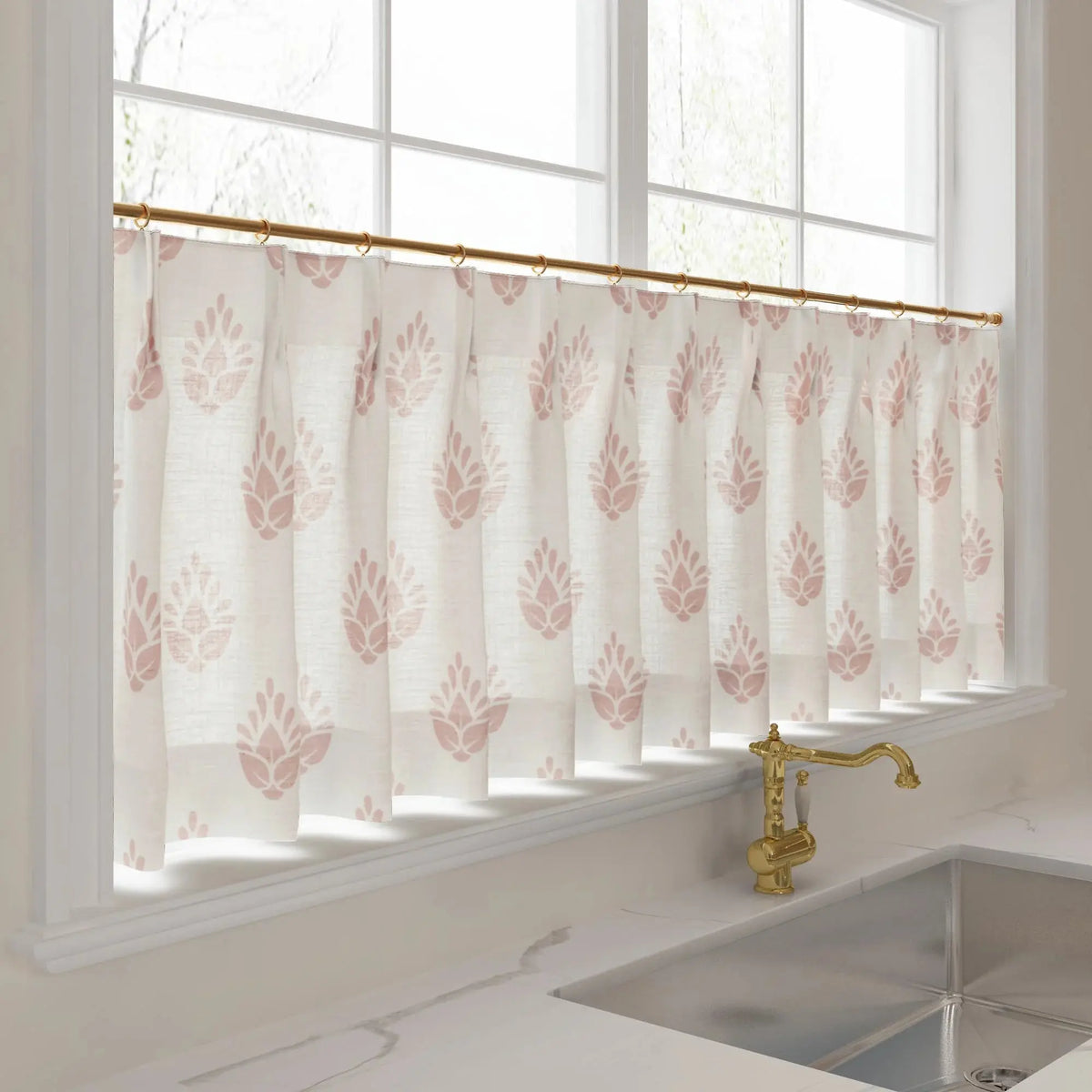 Stefana Silber x TWOPAGES Graphic Printed Linen Pleated Cafe Curtains