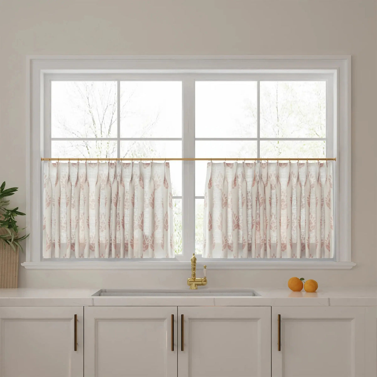 Stefana Silber x TWOPAGES Graphic Printed Linen Pleated Cafe Curtains