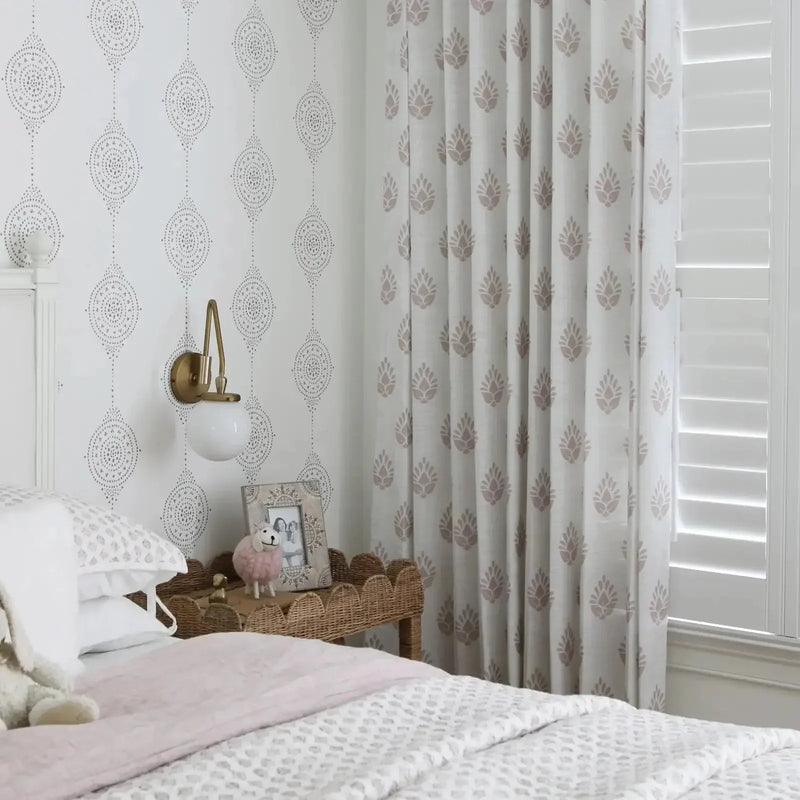 Stefana Silber x TWOPAGES Graphic Printed Linen Blend Pleated Curtains