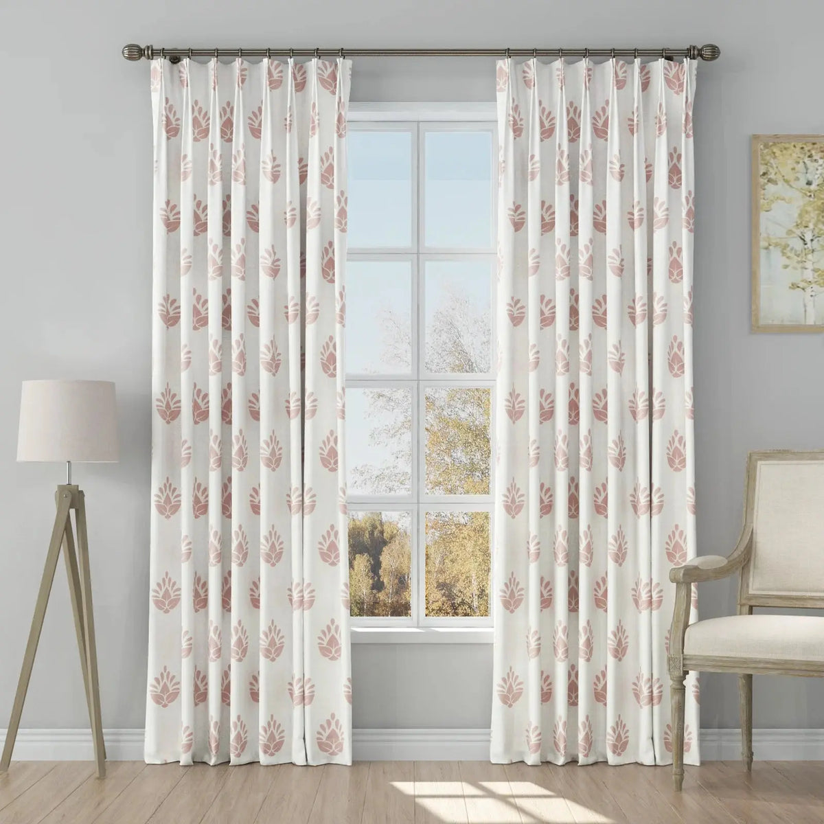 Stefana Silber x TWOPAGES Graphic Printed Linen Blend Pleated Curtains