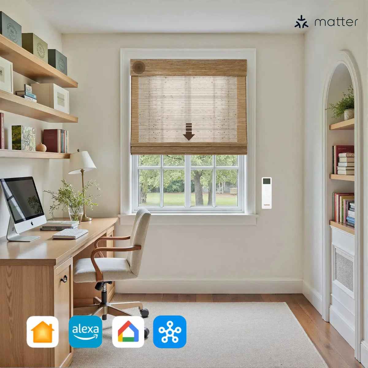 Smart Motorised Window Woven Bamboo Blinds