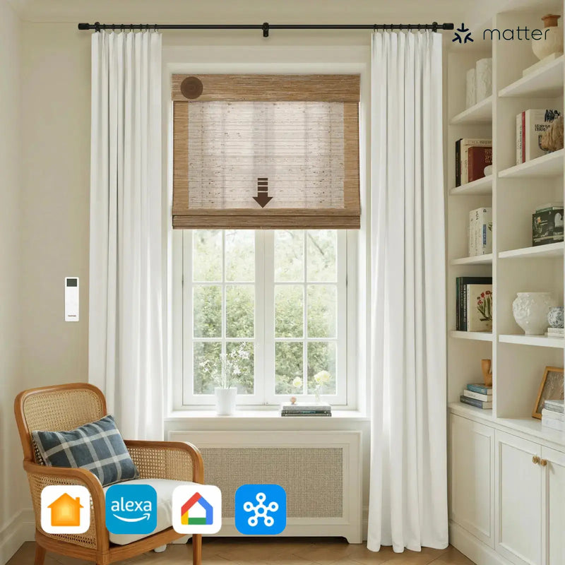 Smart Motorised Window Woven Bamboo Blinds