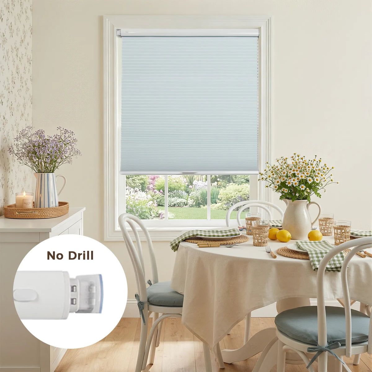 Aura No-Drill Blockout Cellular Window Blinds Cordless