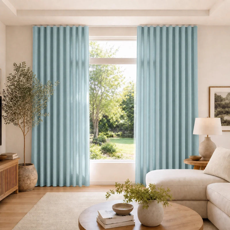 Karin Pure Wool S-fold Curtains with Belt Hook - Leo Track