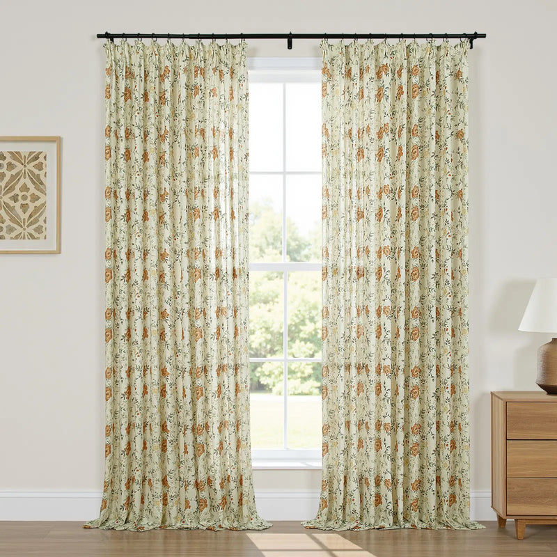 Holly Botanical Boho Pleated Curtains