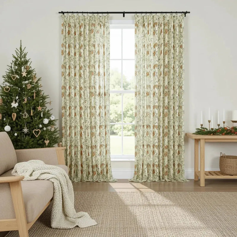 Holly Botanical Boho Pleated Curtains