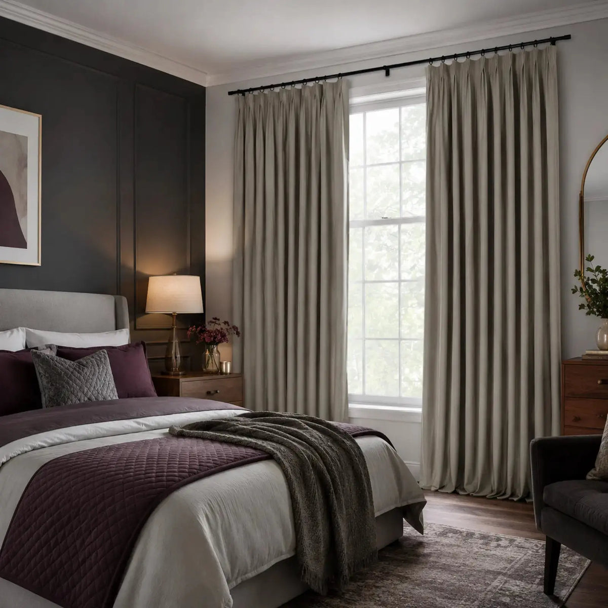 Lila Blockout Pleated Curtains