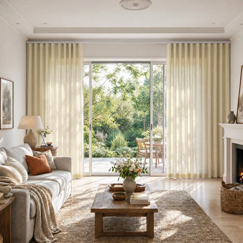Liz Linen S-fold Curtains with Snap Tape - Lora Track