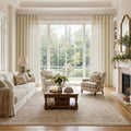 Liz Linen Ripple Fold Drapery with Snap Tape - Cato Traverse Rod- -TWOPAGES