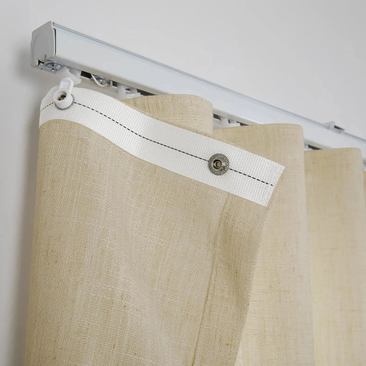 Liz Linen Ripple Fold Drapery with Snap Tape - Lora Track- -TWOPAGES