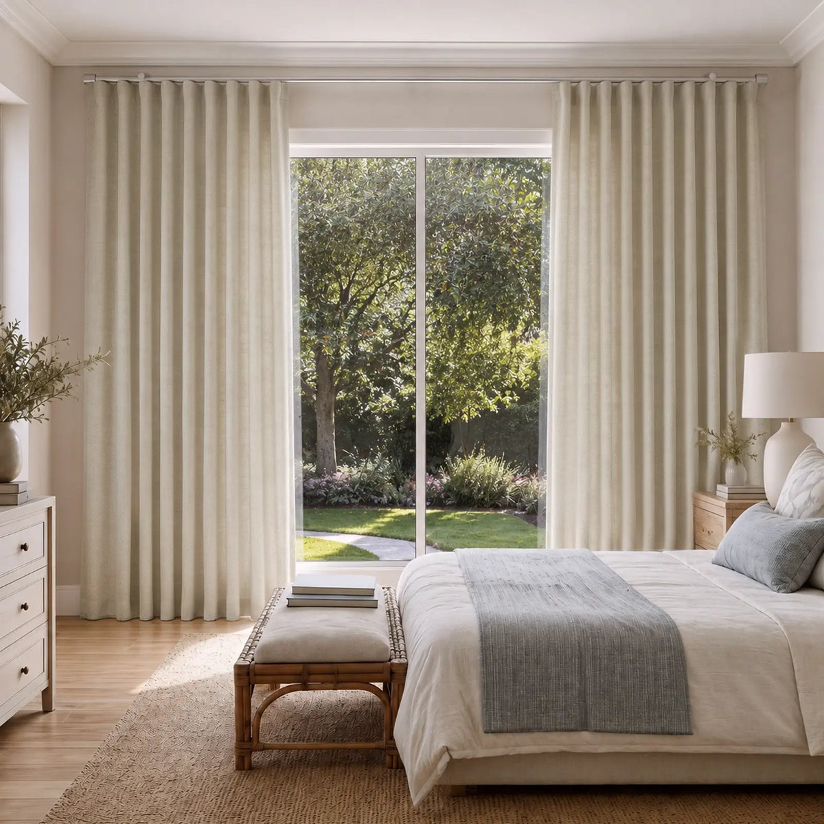 Karin Pure Wool S-fold Curtains with Belt Hook - Cato Traverse Rod