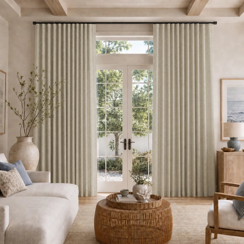 Karin Pure Wool S-fold Curtains with Snap Tape - Cato Traverse Rod