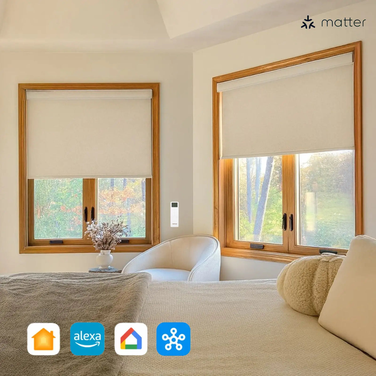 Alvin Motorised Linen Blockout Roller Blind