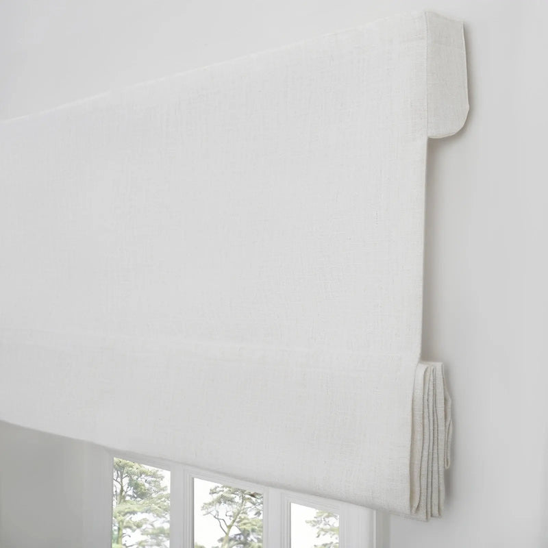 Liz Linen Roman Blind in Wooden Headrail Cordless