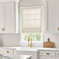 Liz Linen Roman Blind in Wooden Headrail Cordless