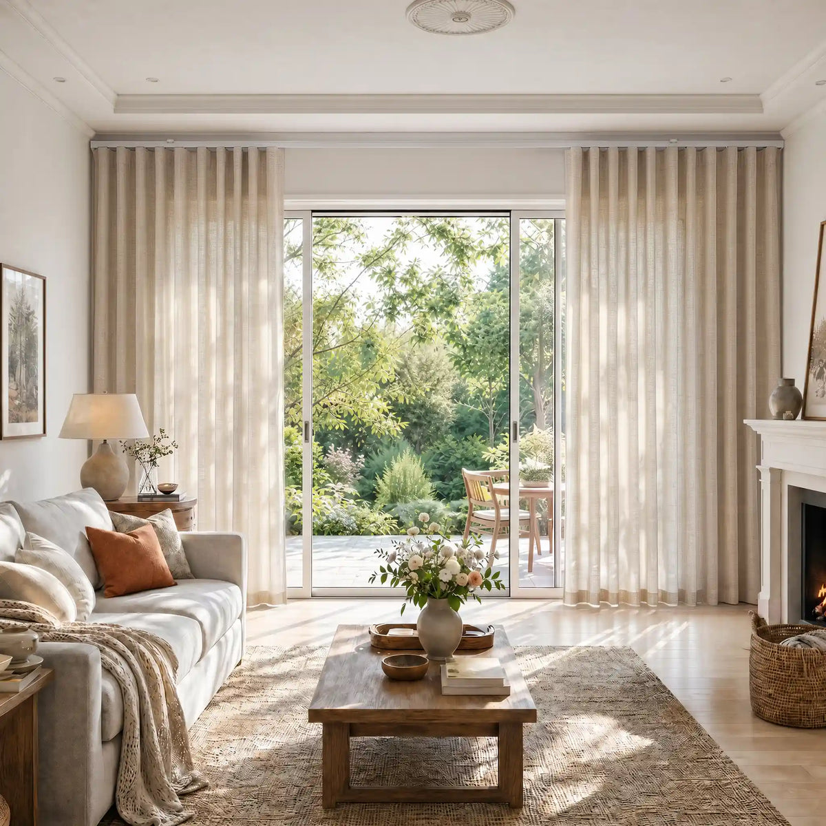 Liz Linen S-fold Curtains with Snap Tape - Lora Track