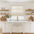 Liz Linen Roman Blind in Wooden Headrail Cordless