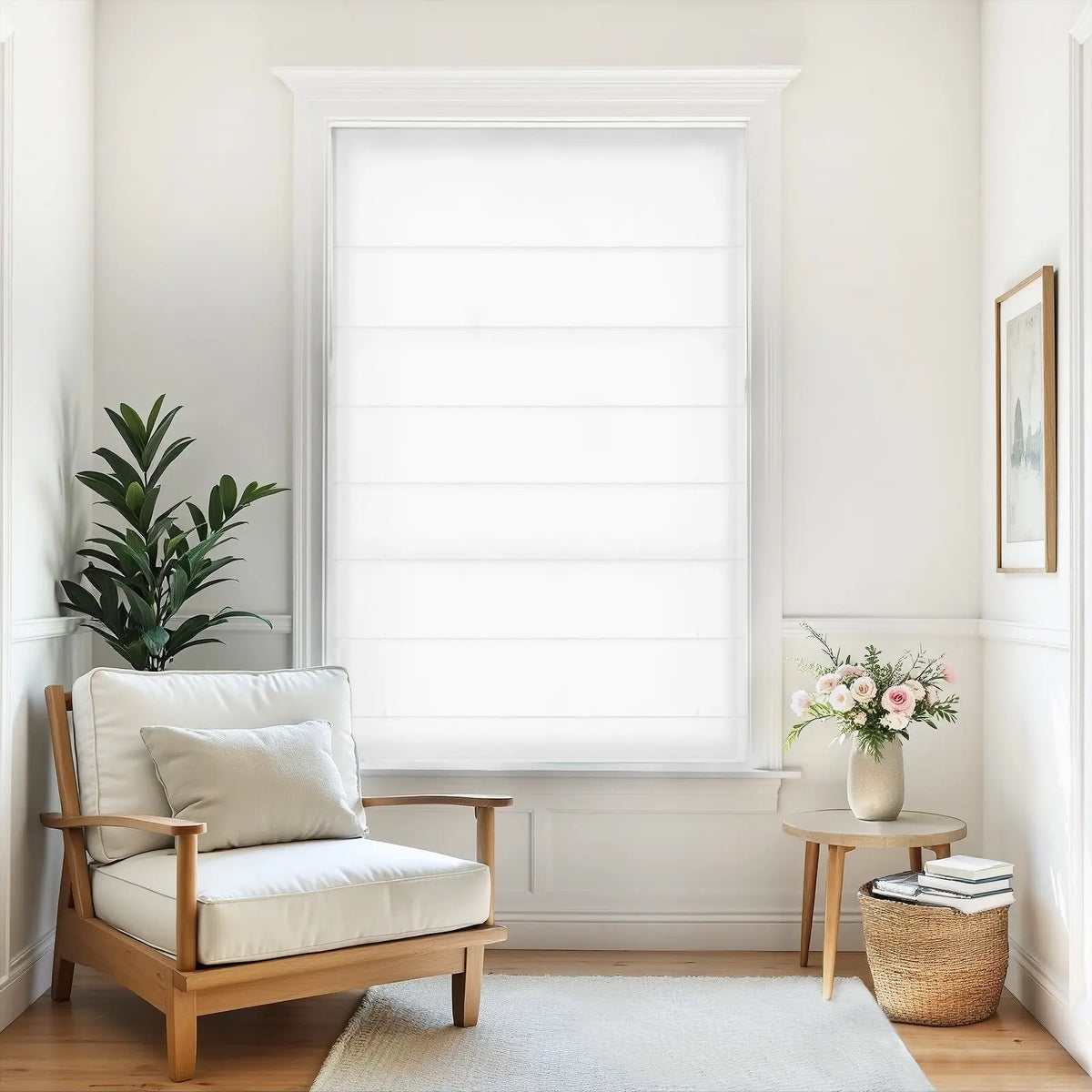Alvin Motorised Sheer Light Filtering Roman Blind