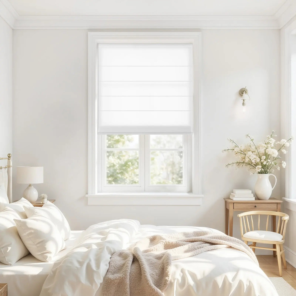 Alvin Motorised Sheer Light Filtering Roman Blind