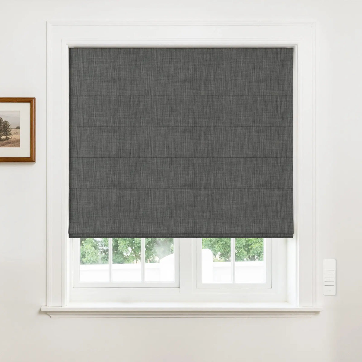 Alvin Motorised Linen Blockout Roman Blind