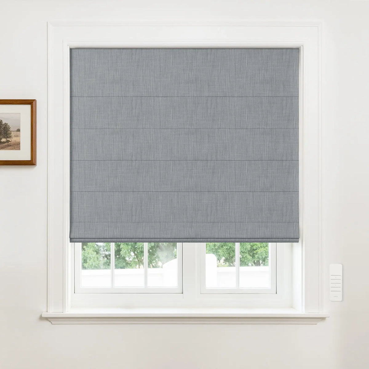 Alvin Motorised Linen Blockout Roman Blind