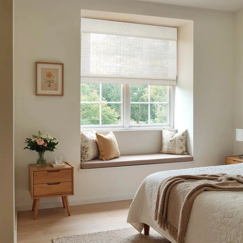 Rae Natural Ramie Flax Woven Wood Blinds - Series C