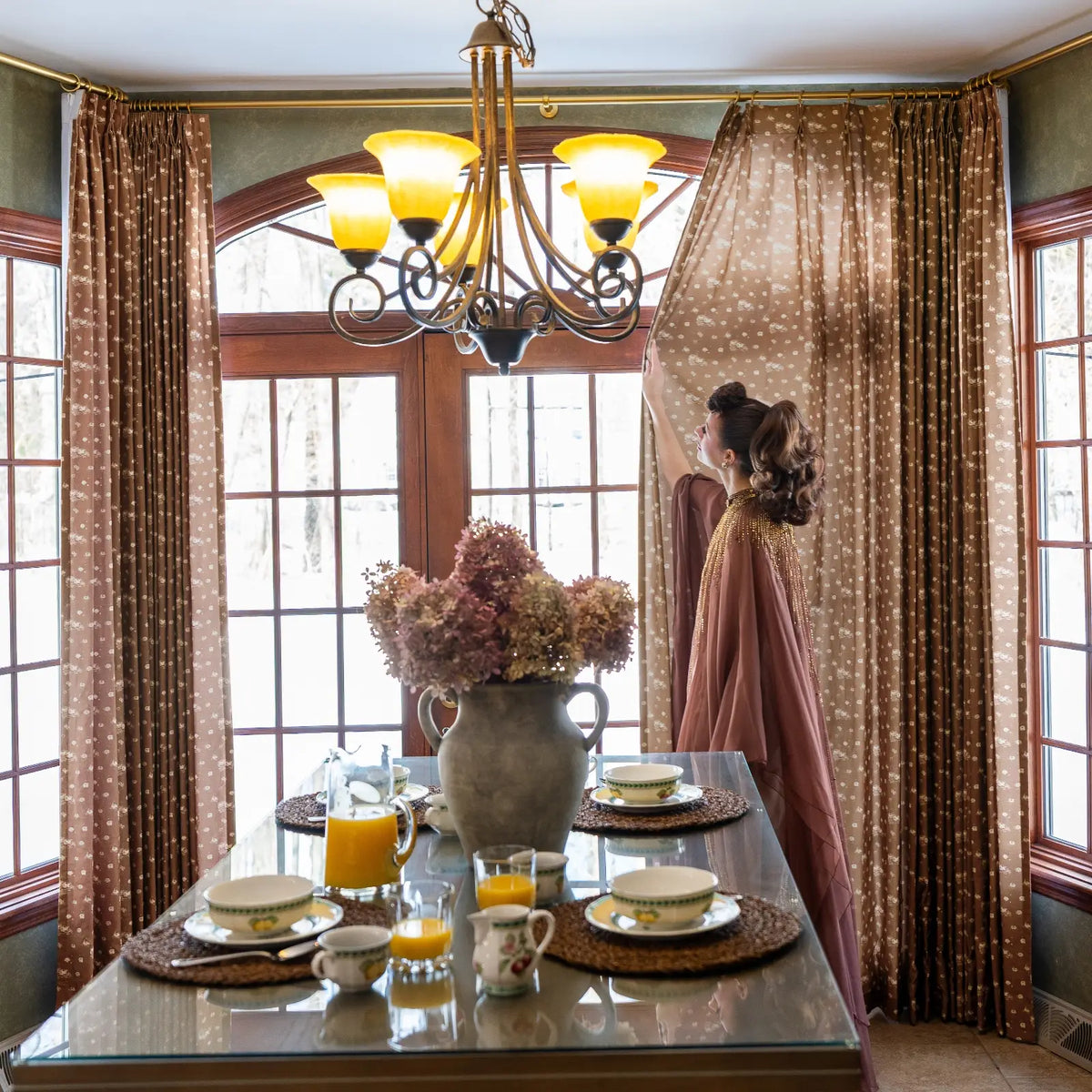MS. MAVERICK MUSE x TWOPAGES Pastoral Printed Linen Cotton Pleated Curtains