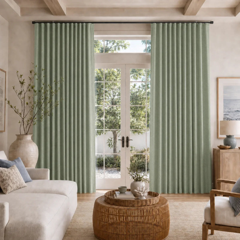 Karin Pure Wool S-fold Curtains with Snap Tape - Cato Traverse Rod