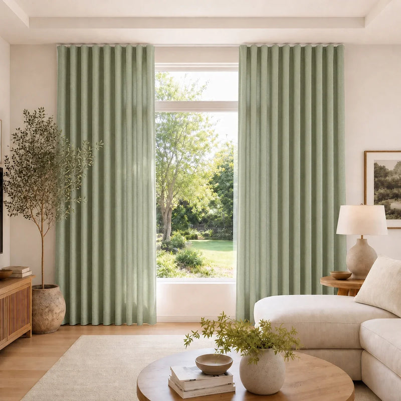 Karin Pure Wool S-fold Curtains with Belt Hook - Leo Track