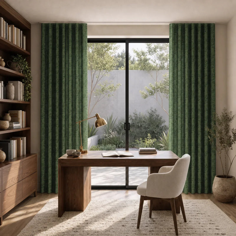 Sara Le x TWOPAGES Printed Linen S-fold Curtains with Belt Hook - Lora Track