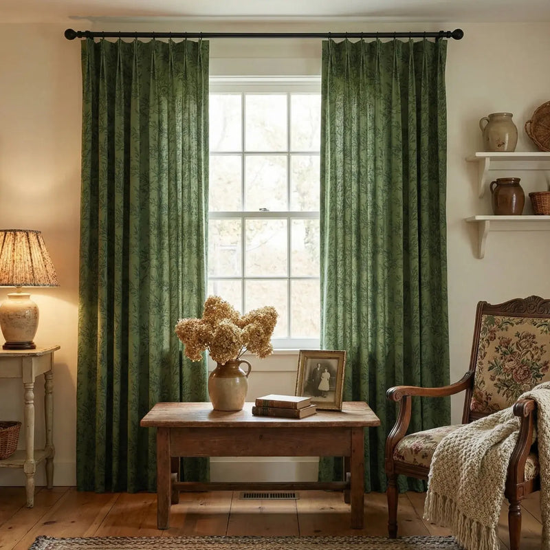 Sara Le x TWOPAGES Vintage Printed Linen Pleated Curtains