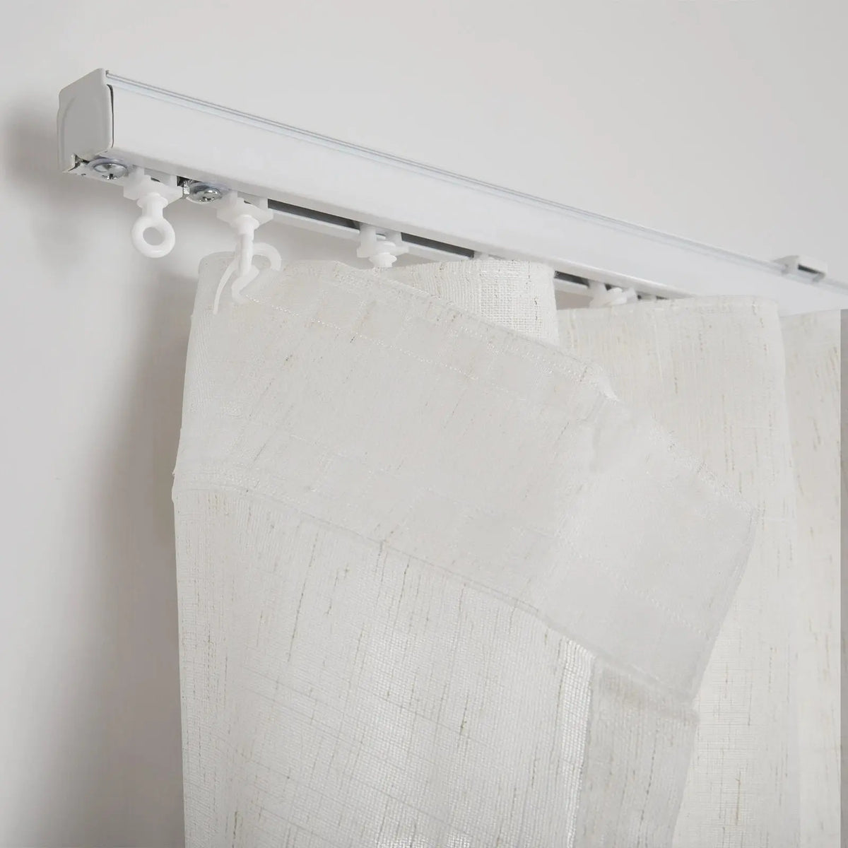 Flynn Ripple Fold Sheer Drapery with Belt Hook - Lora Track- -TWOPAGES