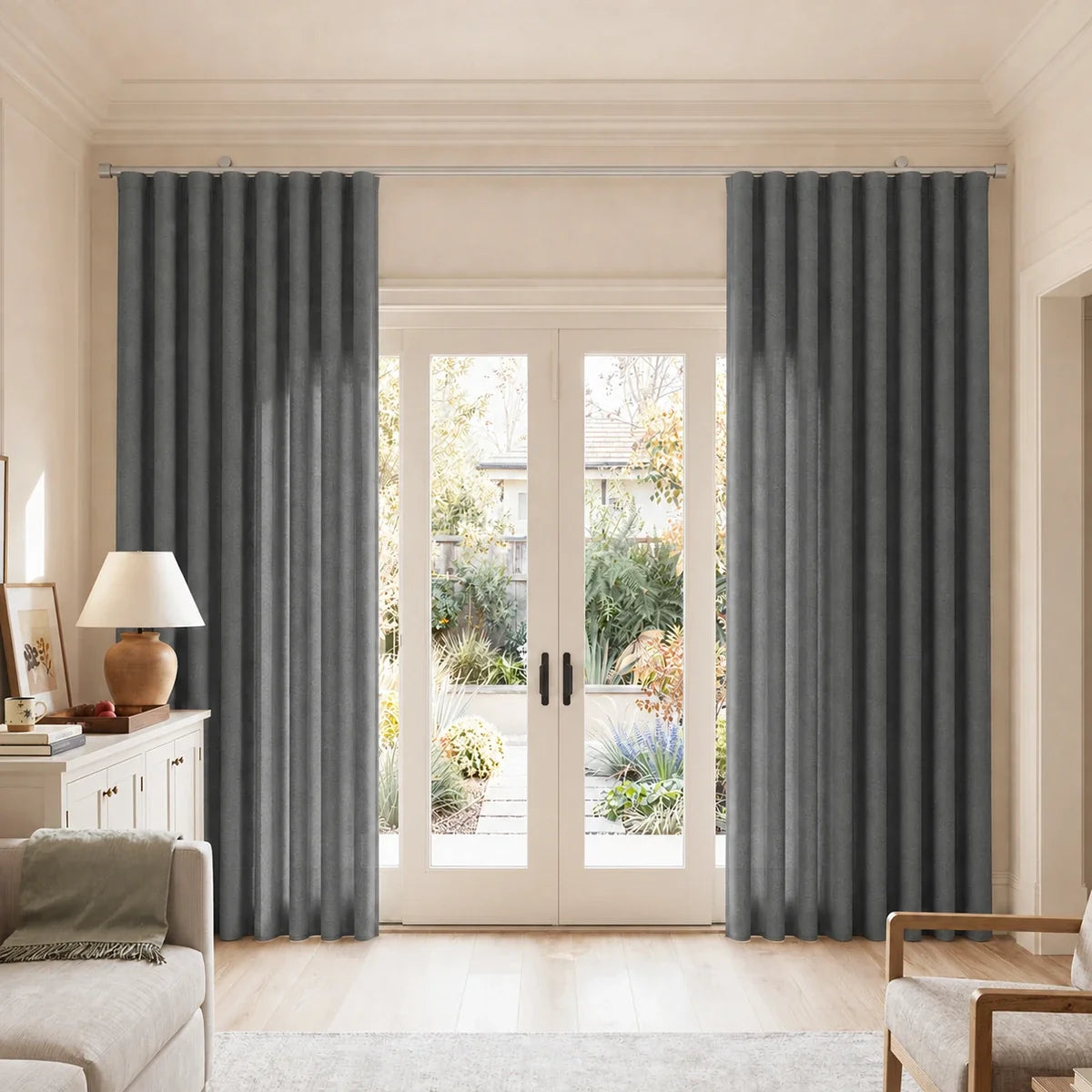 Birkin Velvet S-fold Curtains with Belt Hook - Cato Traverse Rod