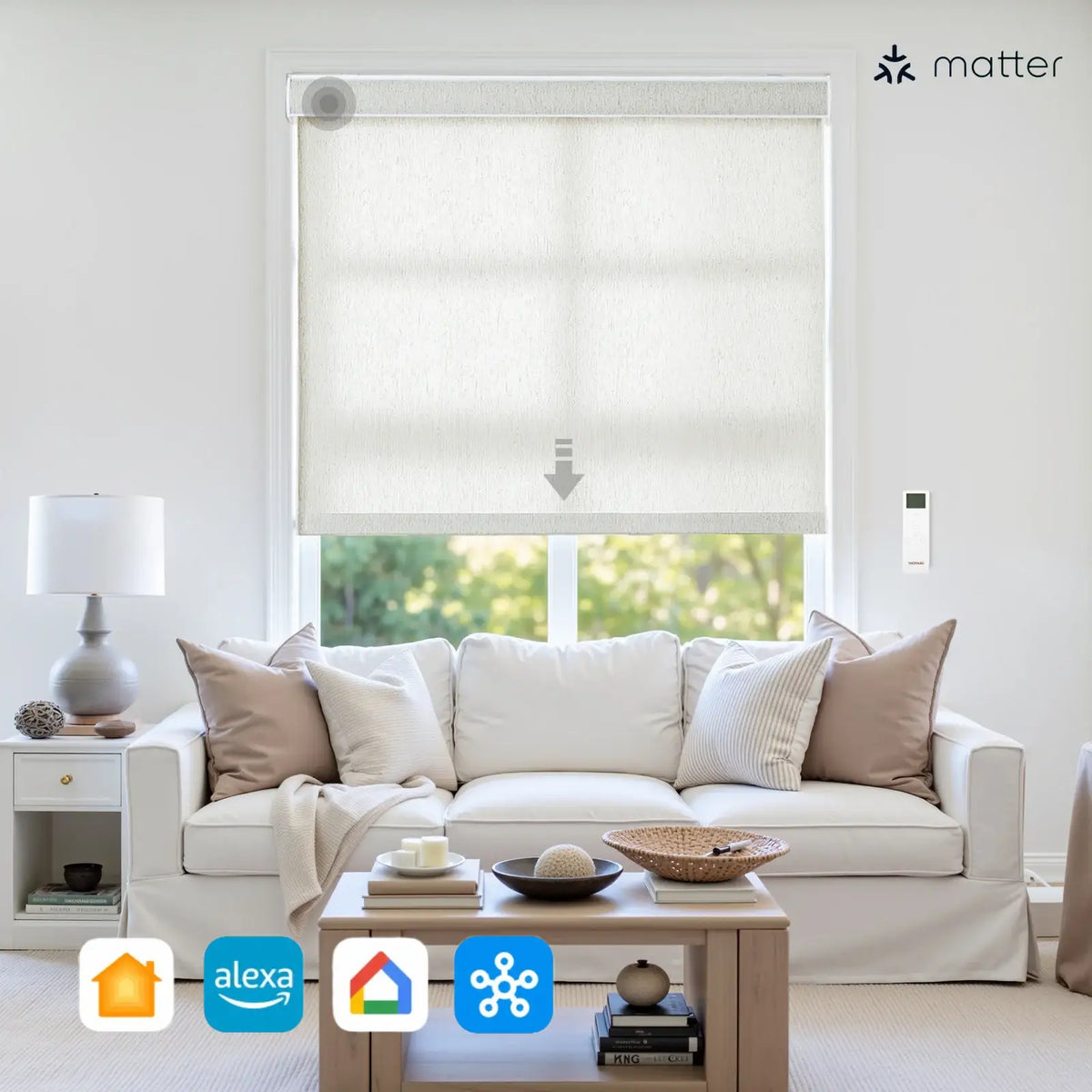 Alvin Motorised Linen Light Filtering Roller Blind