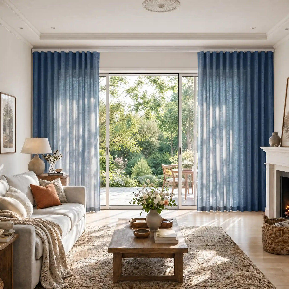 Liz Linen S-fold Curtains with Snap Tape - Lora Track