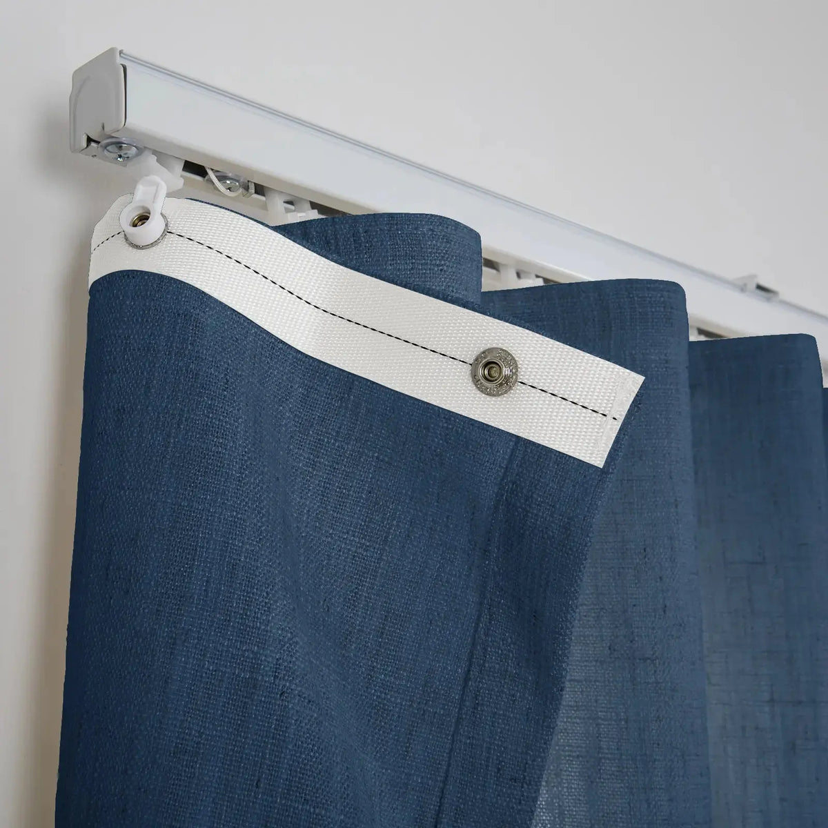Liz Linen Ripple Fold Drapery with Snap Tape - Lora Track- -TWOPAGES