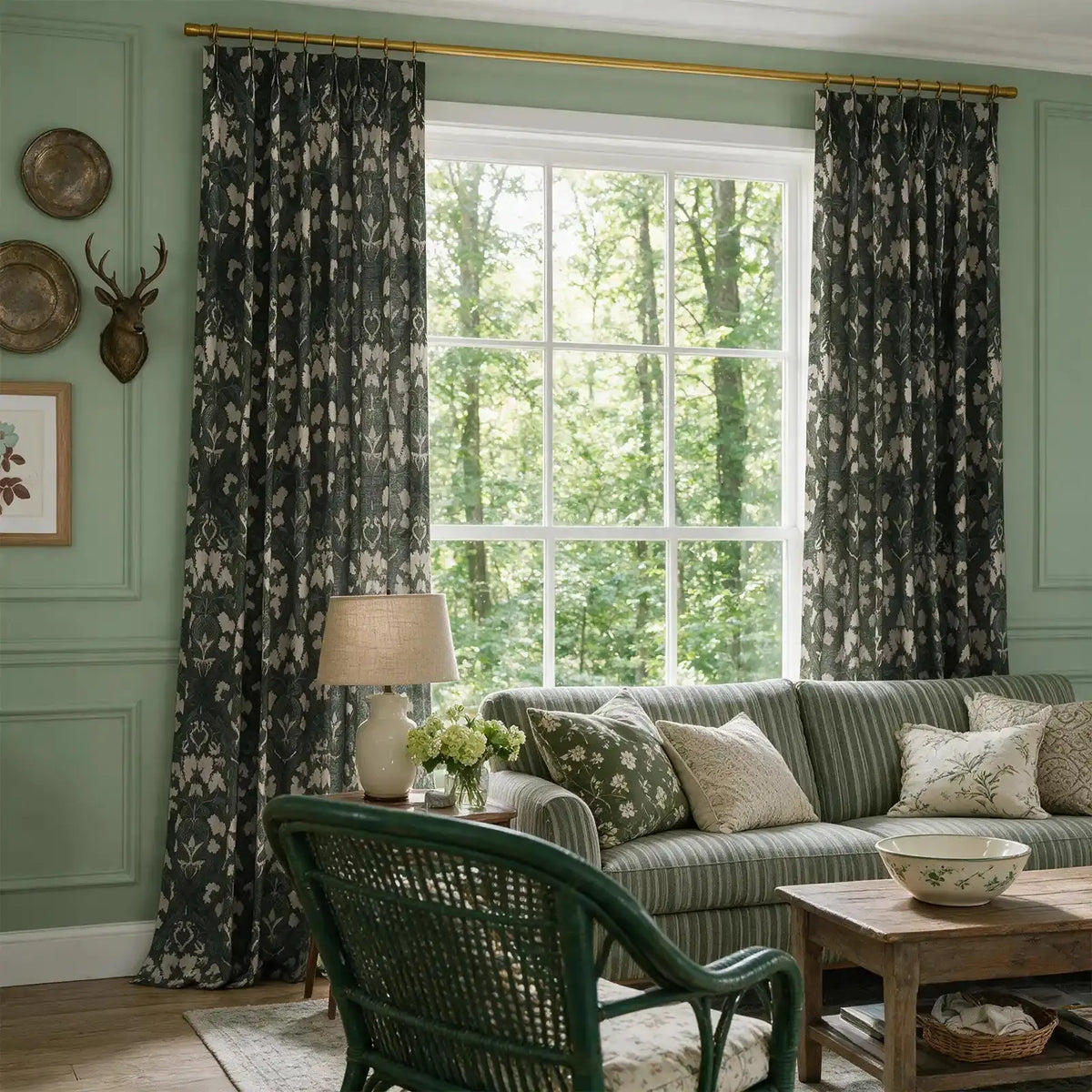 Sara Le x TWOPAGES Vintage Printed Linen Pleated Curtains