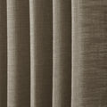 Oak Dim Gray Liz Linen Pleated Curtains dense linen weave shown in deep vertical folds