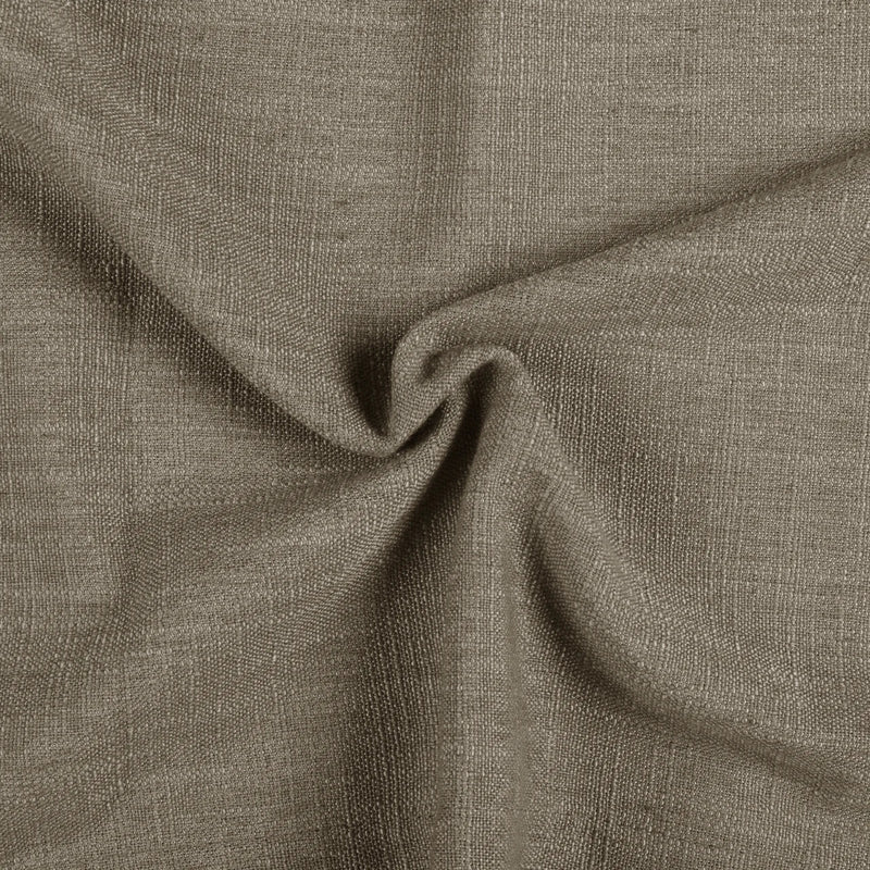Oak Dim Gray Liz Linen Pleated Curtains soft linen weave gathered into a spiral close-up