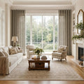 Liz Linen Ripple Fold Drapery with Snap Tape - Cato Traverse Rod- -TWOPAGES