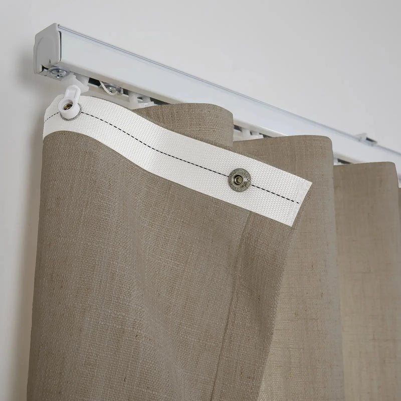 Liz Linen Ripple Fold Drapery with Snap Tape - Lora Track- -TWOPAGES