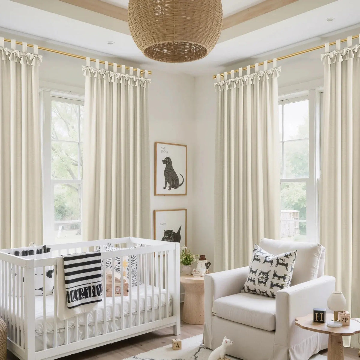 Jawara Textured Linen Cotton Tie Top Curtains